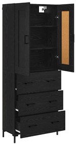 vidaXL Highboard με συρτάρι 2 pcs Μαύρη Οξυά Επεξεργασμένο ξύλο