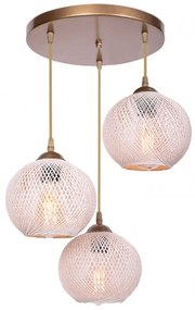 Φωτιστικό Οροφής Riordan 0207383 30x30x65cm 3xE27 60W Gold-Beige Megapap Σχοινί,Μέταλλο