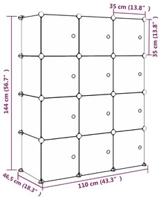 Ντουλάπι Αποθήκευσης Παιδικό με 12 Κύβους Ροζ από Πολυπρ/λένιο - Ροζ