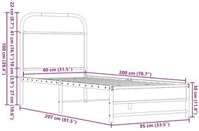 Πλαίσιο Κρεβατιού Χωρ. Στρώμα Καφέ Δρυς 80x200εκ Επεξ. Ξύλο - Καφέ