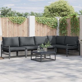 vidaXL Σετ Καναπέ Κήπου με μαξιλάρι 6 pcs Μαύρο Ατσάλι