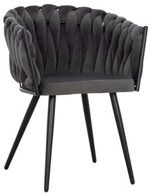 Πολυθρόνα Luanda HM8741.01 60x54x78cm Black-Grey Velvet, Metal