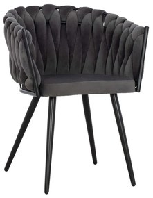 Πολυθρόνα Luanda HM8741.01 60x54x78cm Black-Grey Βελούδο, Μέταλλο