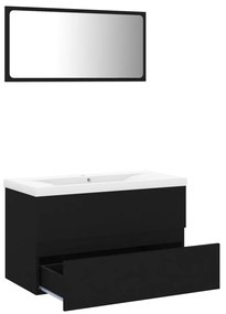 vidaXL Σετ Επίπλων Μπάνιου Μαύρο από Επεξ. Ξύλο