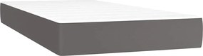 vidaXL Κρεβάτι Boxspring με Στρώμα &amp; LED Γκρι 120x190 εκ. Συνθ. Δέρμα