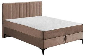 Επενδυμένο Κρεβάτι Due Line με Aποθηκευτικό χώρο Ανοιχτό Καφέ Διπλό 160x200 εκ. 165x209x115 εκ.