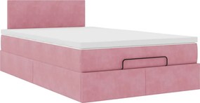 vidaXL Οθωμανικό κρεβάτι με στρώμα ροζ 120x200cm Velvet