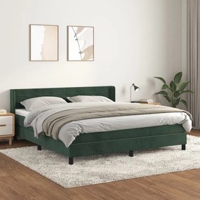 vidaXL Κρεβάτι Boxspring με Στρώμα Σκούρο Πράσινο 160x200εκ. Βελούδινο