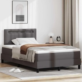 vidaXL κρεβάτι box spring με στρώμα γκρι, 120 x 200 εκ. από τεχνητό δέρμα