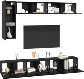 vidaXL Σετ επίπλου τηλεόρασης 6 pcs Μαύρη Οξυά Επεξεργασμένο ξύλο