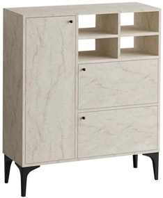 Μπουφές Ewa 793ELG1817 100x35x125cm Travertine Beige Μοριοσανίδα, Μελαμίνη
