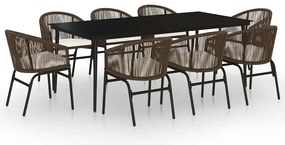 vidaXL Σετ Τραπεζαρίας Κήπου 9 Τεμαχίων Καφέ