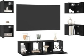 vidaXL Σετ επίπλου τηλεόρασης 6 pcs Μαύρη Οξυά Επεξεργασμένο ξύλο