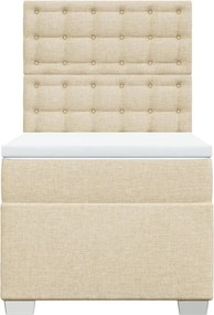 vidaXL Κρεβάτι Boxspring με Στρώμα Κρεμ 90x190 εκ.Υφασμάτινο