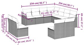 Σετ Καναπέ Κήπου 11 τεμ. Μπεζ Συνθετικό Ρατάν με Μαξιλάρια - Μπεζ