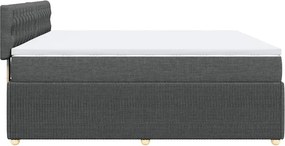 vidaXL Κρεβάτι Boxspring με Στρώμα Σκούρο Γκρι 200x200 εκ. Υφασμάτινο