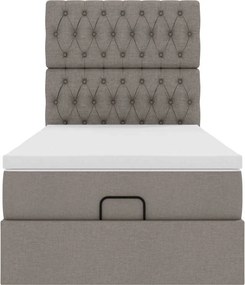 vidaXL Οθωμανικό κρεβάτι με στρώμα Taupe 90x200cm ύφασμα
