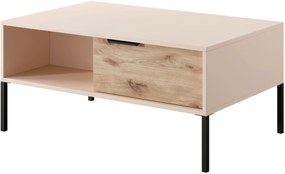 Τραπεζάκι Rave με συρτάρια Μπεζ+φυσικό Viking 97x45x60cm