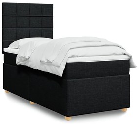 vidaXL Κρεβάτι Boxspring με Στρώμα Μαύρο 90x190 εκ.Υφασμάτινο