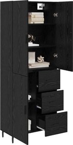 vidaXL Highboard 2 pcs Μαύρη δρυς 69,5 x 34 x 180 εκ.