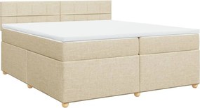 vidaXL Κρεβάτι Boxspring με Στρώμα Κρεμ 200x200 εκ. Υφασμάτινο