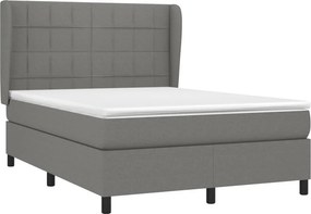 vidaXL Κρεβάτι Boxspring με Στρώμα Σκούρο Γκρι 140x190 εκ. Υφασμάτινο