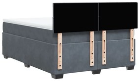 Κρεβάτι Boxspring με Στρώμα Σκούρο Γκρι 160x200 εκ. Βελούδινο - Γκρι