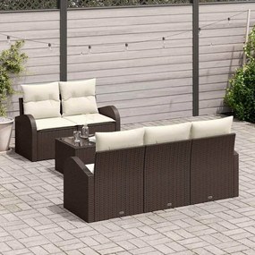 vidaXL Σετ Καναπέ Κήπου με μαξιλάρι 6 pcs Καφέ, Κρέμα 55 x 55 x 37 εκ