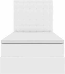 vidaXL Κρεβάτι Αποθήκης Καθαρό Λευκό 90 x 190 cm Τεχνητό Δέρμα