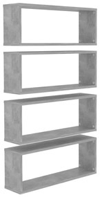 vidaXL Ράφια Κύβοι Τοίχου 4 τεμ. Γκρι Σκυρ. 60x15x23εκ. από Επεξ. Ξύλο