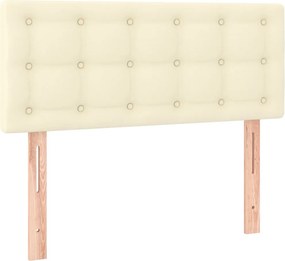 vidaXL Κρεβάτι Boxspring με Στρώμα Κρεμ 80 x 200 εκ. Συνθετικό Δέρμα