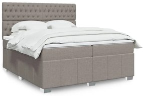 vidaXL Κρεβάτι Boxspring με Στρώμα Taupe 200x200 εκ. Υφασμάτινο