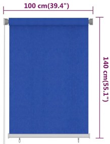 Στόρι Σκίασης Ρόλερ Εξωτερικού Χώρου Μπλε 100 x 140 εκ. HDPE - Μπλε