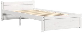vidaXL Πλαίσιο Κρεβατιού Λευκό 90 x 190 εκ. Μασίφ Ξύλο Single