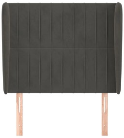 Κεφαλάρι με Πτερύγια Σκούρο Γκρι 83x23x118/128 εκ. Βελούδινο - Γκρι