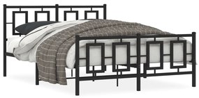 Πλαίσιο Κρεβατιού με Κεφαλάρι&amp;Ποδαρικό Μαύρο 140x190εκ. Μέταλλο