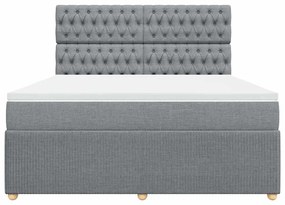 vidaXL Κρεβάτι Boxspring με Στρώμα Ανοιχτό Γκρι 180x200 εκ. Υφασμάτινο