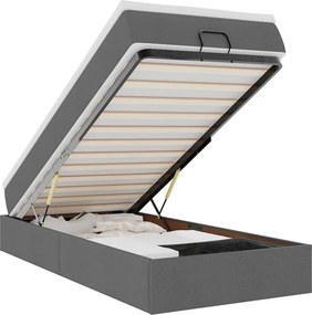 vidaXL Οθωμανικό κρεβάτι με στρώμα σκούρο γκρι 90x190cm ύφασμα