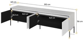 Τραπέζι Tv Fresno AM105, Μαύρο, Άσπρο, Ο αριθμός των θυρών: 4, 193x56x40cm, 40 kg | Epipla1.gr
