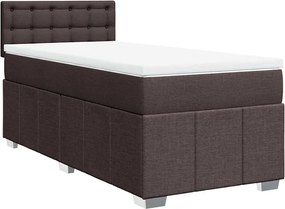 vidaXL Κρεβάτι Boxspring με Στρώμα Σκούρο Καφέ 90x200 εκ. Υφασμάτινο