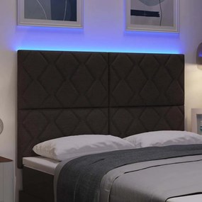 vidaXL Κεφαλάρι με φώτα λωρίδας LED με κεφαλάρι Καφέ 160 cm ύφασμα