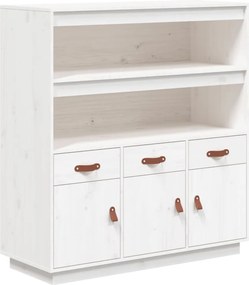 vidaXL Ντουλάπι Ψηλό Λευκό 100x40x108,5 εκ. από Μασίφ Ξύλο Πεύκου