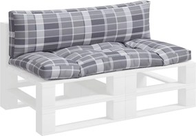 vidaXL Μαξιλάρια Παλέτας 2 τεμ. Γκρι Καρό Ύφασμα