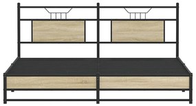 vidaXL Σκελετός Κρεβ. Χωρίς Στρώμα Sonoma Δρυς 180x200 εκ. Μεταλλικό