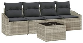 vidaXL Σετ Καναπέ Κήπου με μαξιλάρι 5 pcs Ανοιχτό γκρι 55 x 55 x 37 εκ