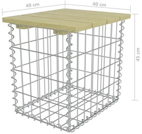 vidaXL Υποπόδιο Κήπου Γκρι 40x40x45εκ. Γαλβ. Χάλυβας Μασίφ Ξύλο Πεύκου
