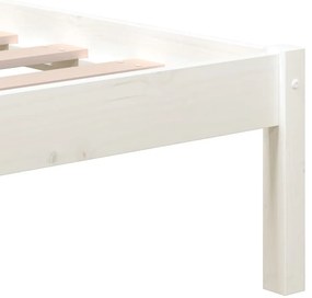 vidaXL Πλαίσιο Κρεβατιού Λευκό 135x190 εκ. από Μασίφ Ξύλο Double