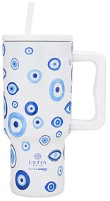 Κούπα Θερμός Με Λαβή &amp; Καλαμάκι 900ml Estia Save The Aegean Tumbler Spirit Of Luck 01-35204