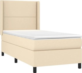 vidaXL Κρεβάτι Boxspring με Στρώμα Κρεμ 100 x 200 εκ. Υφασμάτινο