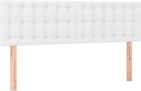 vidaXL Κρεβάτι Boxspring με Στρώμα &amp; LED Λευκό 140x190 εκ. Συνθ. Δέρμα